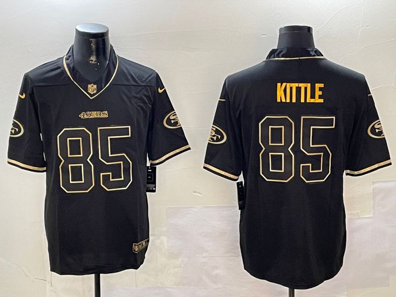Men San Francisco 49ers #85 Kittle Black Gold Throwback 2024 Nike Limited NFL Jersey style 1